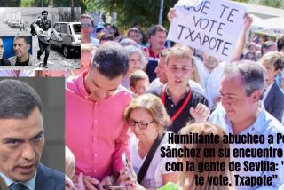 Humillante abucheo al socialista Pedro S&aacute;nchez en su encuentro 'fake' con gente de Sevilla: "&iexcl;Que te vote, Txapote"