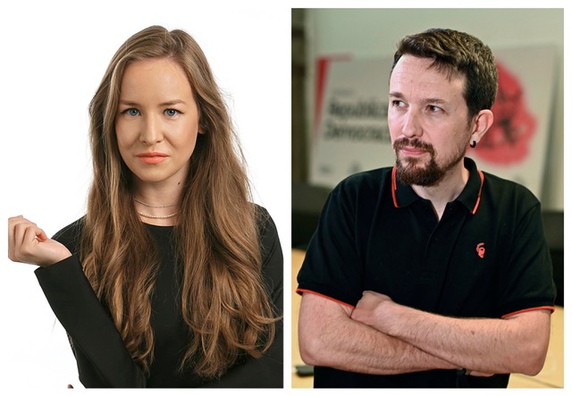 Inna Afinogenova y Pablo Iglesias.
