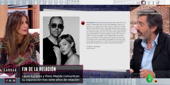 Nuria Roca se sube, en directo y desde laSexta, a la ola de la ruptura Risto-Escanes