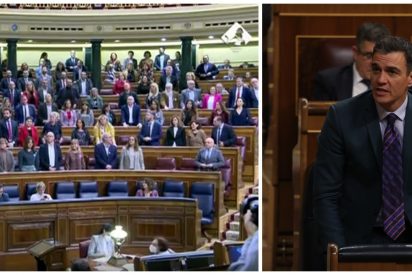 Los diputados del PSOE, puestos en pie para votar a favor de derogar la sedición.
