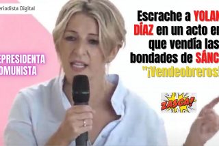 Escrache a Yolanda D&iacute;az en un acto en el que publicitaba las bondades de S&aacute;nchez: "&iexcl;Vendeobreros!"