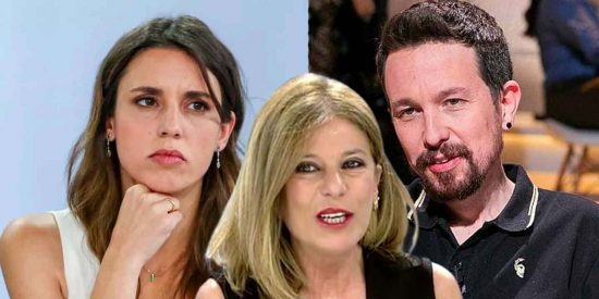 Pablo Iglesias, Irene Montero y Esther Palomera