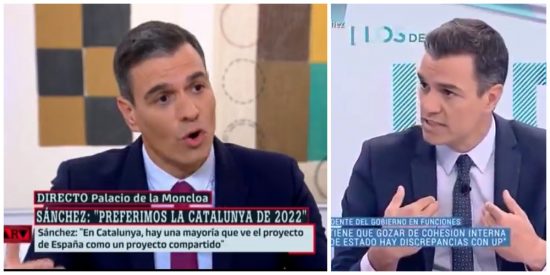Pedro S&aacute;nchez en 2022 pleg&aacute;ndose a los separatistas versus Pedro S&aacute;nchez en 2019 cuando defend&iacute;a que los golpistas deb&iacute;an cumplir las penas &iacute;ntegras por el delito de rebeli&oacute;n.