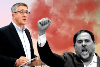 Patxi L&oacute;pez y Oriol Junqueras en montaje de PD.