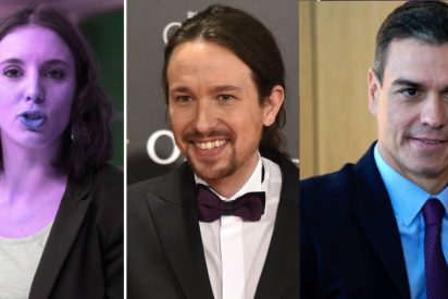 Irene Montero, Pablo Iglesias, Pedro S&aacute;nchez.