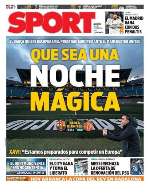 El diario Sport ha decidido no tratar en la portada el tema Negreira