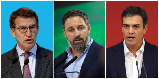 Alberto Núñez Feijóo, Santiago Abascal y Pedro Sánchez.
