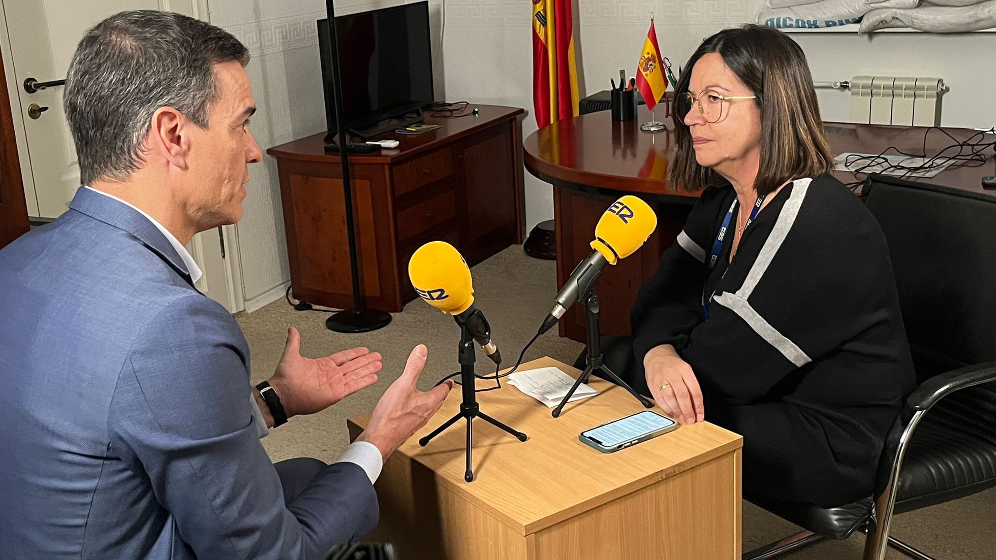 Pedro Sánchez y Ángels Barceló, en una reciente entrevista.