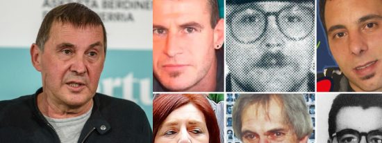 Otegi y la imagen de los terroristas incluidos en la lista del 28-M.