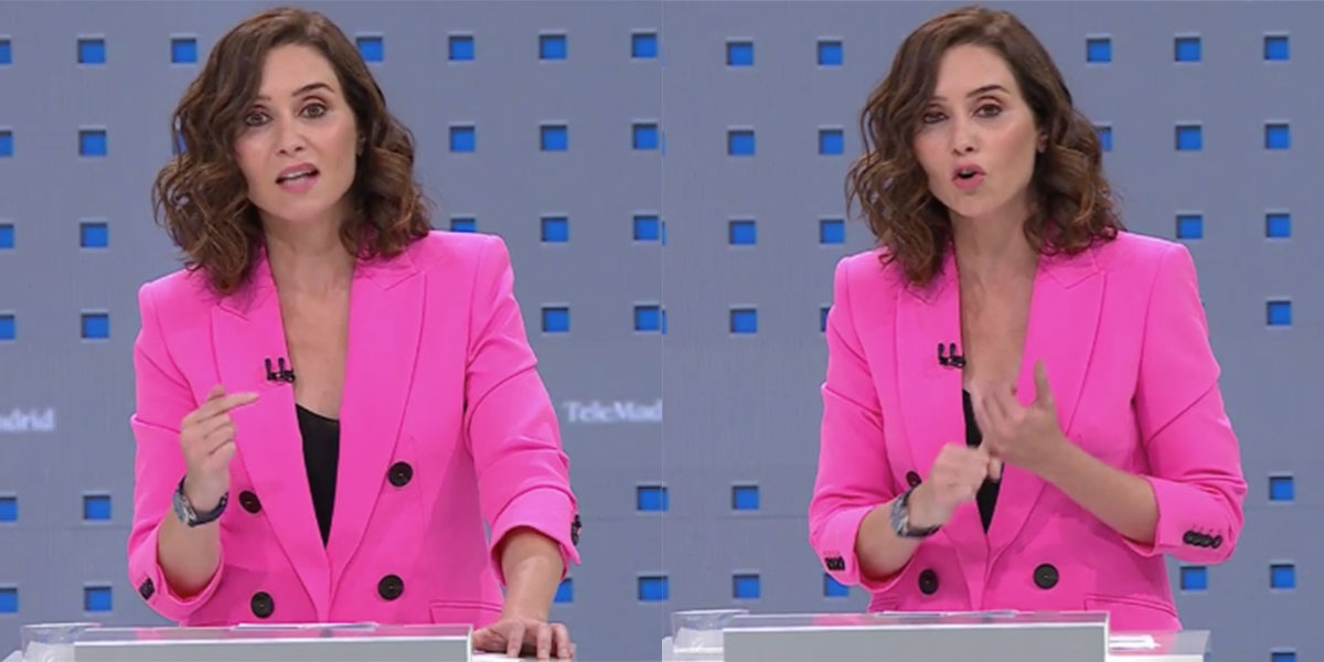 Ayuso mira a cámara en el debate. 