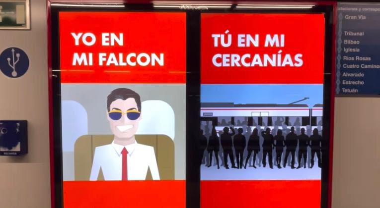 La maravillosa campa&ntilde;a que derriba a Pedro S&aacute;nchez: "Mi Falcon tiene m&aacute;s frecuencias que tu Cercan&iacute;as"
