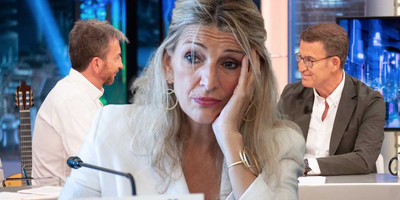 Alberto N&uacute;&ntilde;ez Feij&oacute;o y Pablo Motos junto a Yolanda D&iacute;az