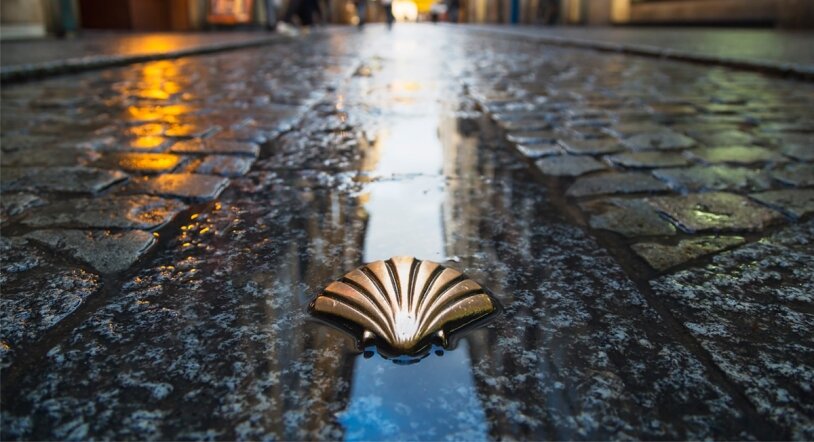 Una concha indicativa del Camino de Santiago a su paso por Salamanca.