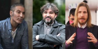 Pitingo, Jordi Évole y Pablo Fernández.