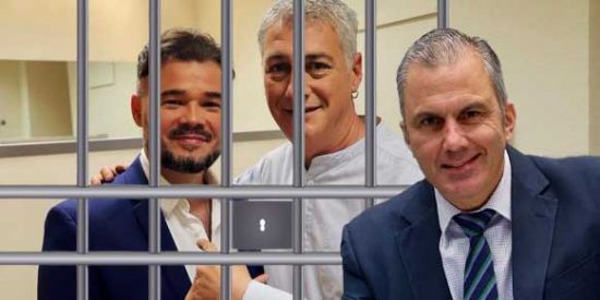 Javier Ortega Smith junto a Gabriel Rufián y Oskar Matute