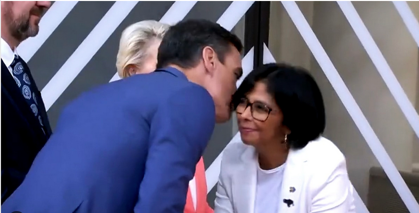 Pedro S&aacute;nchez y Delcy Rodr&iacute;guez