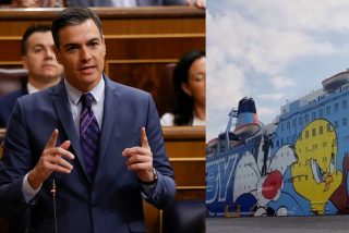 Pedro S&aacute;nchez y el barco que inspir&oacute; su insulto contra la Polic&iacute;a.