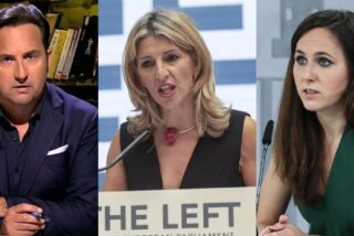 Iker Jim&eacute;nez, Yolanda D&iacute;az y Ione Belarra.