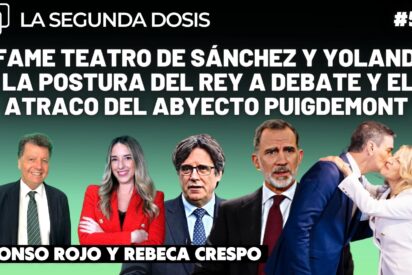 Carles Puigdemont, Felipe VI, Pedro S&aacute;nchez y Yolanda D&iacute;az