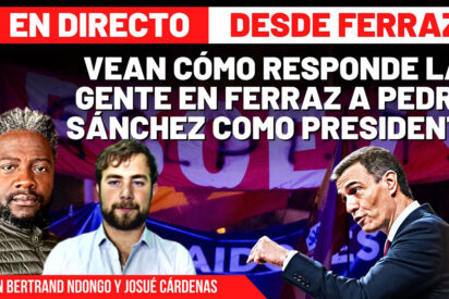 Bertrand Ndongo y Josu&eacute; C&aacute;rdenas EN DIRECTO en las protestas contra Pedro S&aacute;nchez EN FERRAZ