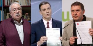 Joaquín Leguina, Pedro Sánchez y Arnaldo Otegi.