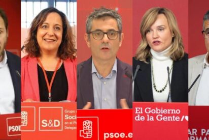 &Oacute;scar Puente, Iratxe Garc&iacute;a, F&eacute;lix Bola&ntilde;os, Pilar Alegr&iacute;a y Patxi L&oacute;pez.