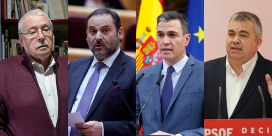 Joaquín Leguina, José Luis Ábalos, Pedro Sánchez y Santos Cerdán.