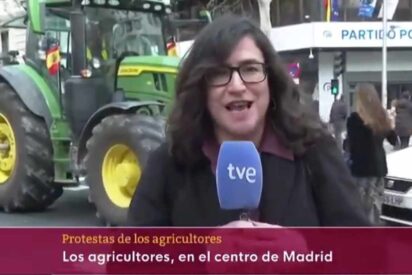 &iexcl;Flipante manipulaci&oacute;n! La TVE sanchista escoge la sede del PP para hacer un directo de la protesta de los agricultores