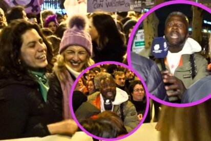 8-M: &iexcl;Los matones y &lsquo;periodistas&rsquo; de Yolanda D&iacute;az y M&oacute;nica Garc&iacute;a a manotazos con Bertrand!