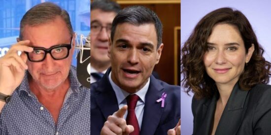 Carlos Herrera, Pedro S&aacute;nchez e Isabel D&iacute;az Ayuso.