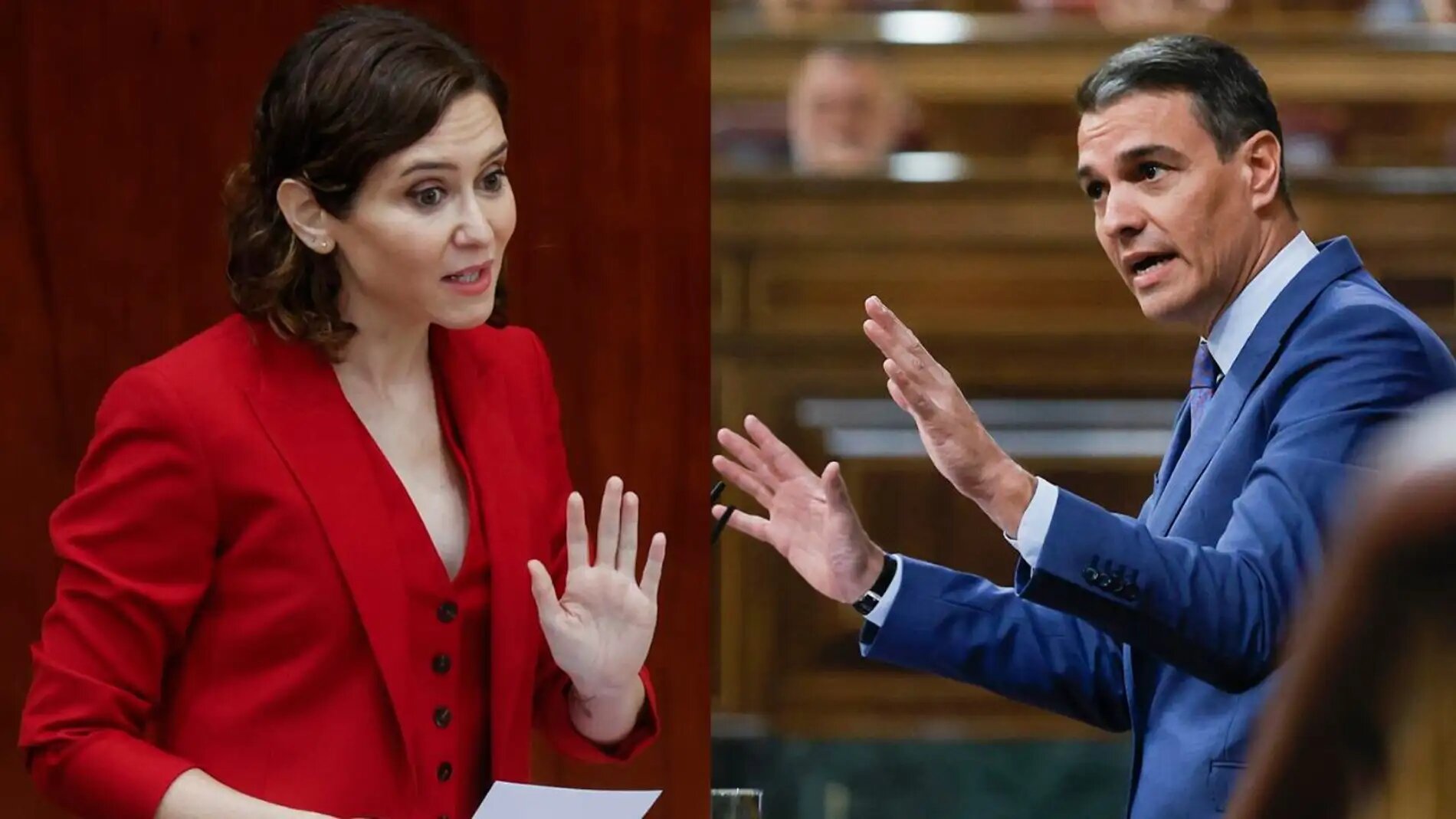 Isabel D&iacute;az Ayuso y Pedro S&aacute;nchez.