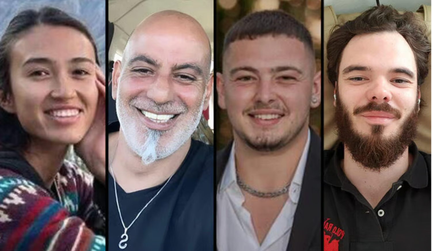 Los rehenes israelíes Noa Argamani, Andrey Kozlov, Almog Meir Jan y Shlomi Ziv