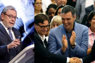 Juan Luis Cebri&aacute;n, Salvador Illa, Pedro S&aacute;nchez y Jos&eacute; Luis Rodr&iacute;guez Zapatero.