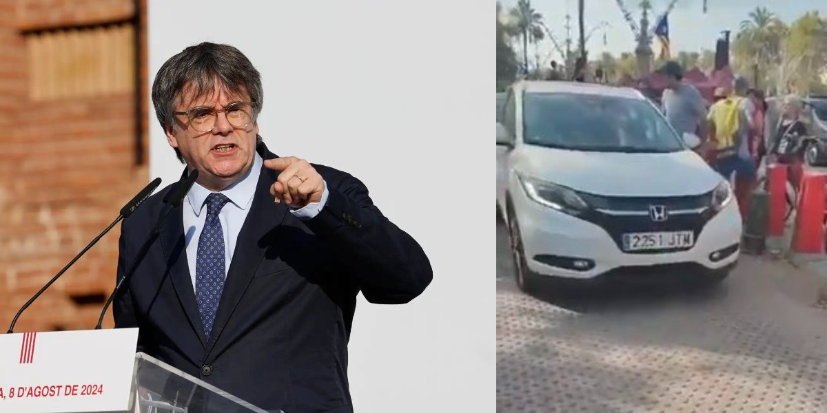 Carles Puigdemont y el coche en el que habr&iacute;a tomado las de Villadiego.