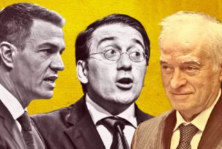 Pedro S&aacute;nchez, Jos&eacute; Manuel Albares y Juan Carlos Peinado