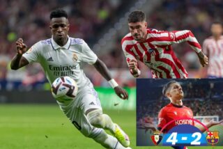 Vinicius (REAL MADRID), Rodrigo De Paul (ATL&Eacute;TICO DE MADRID) y Bryan Zaragoza (OSASUNA)