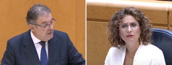 Un senador del PP acaba con los argumentos de 'Chiqui' Montero para defender el concierto catal&aacute;n: &ldquo;No ponga esa cara, le leo sus palabras&rdquo;
