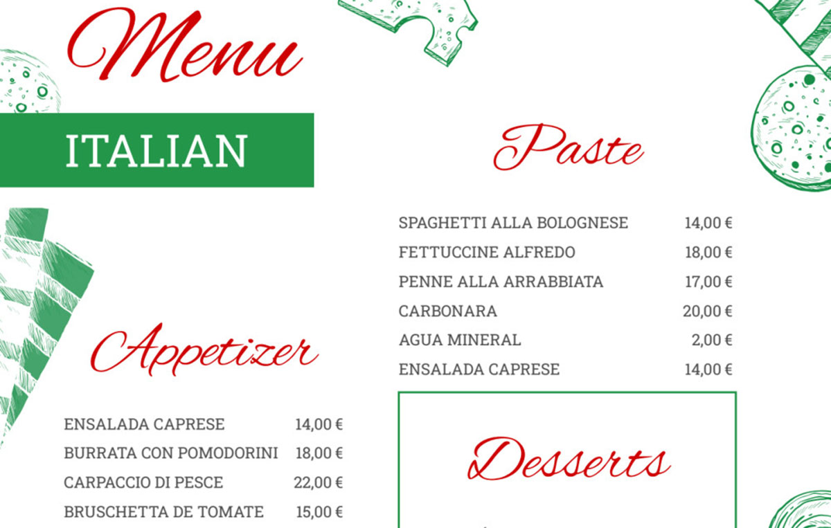 dise&ntilde;o carta restaurante