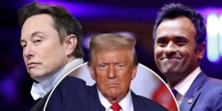Donald Trump entre Elon Musk y Vivek Ramaswamy