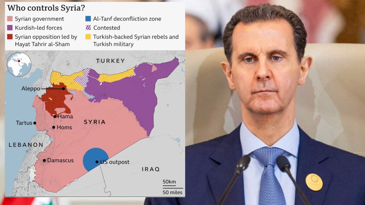 El presidente Bashar al-Assad y el reparto actual de Siria entre diversas facciones