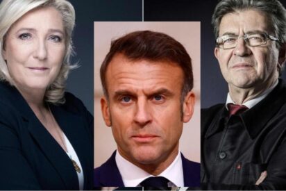 Marine Le Pen, Macron y Melenchon