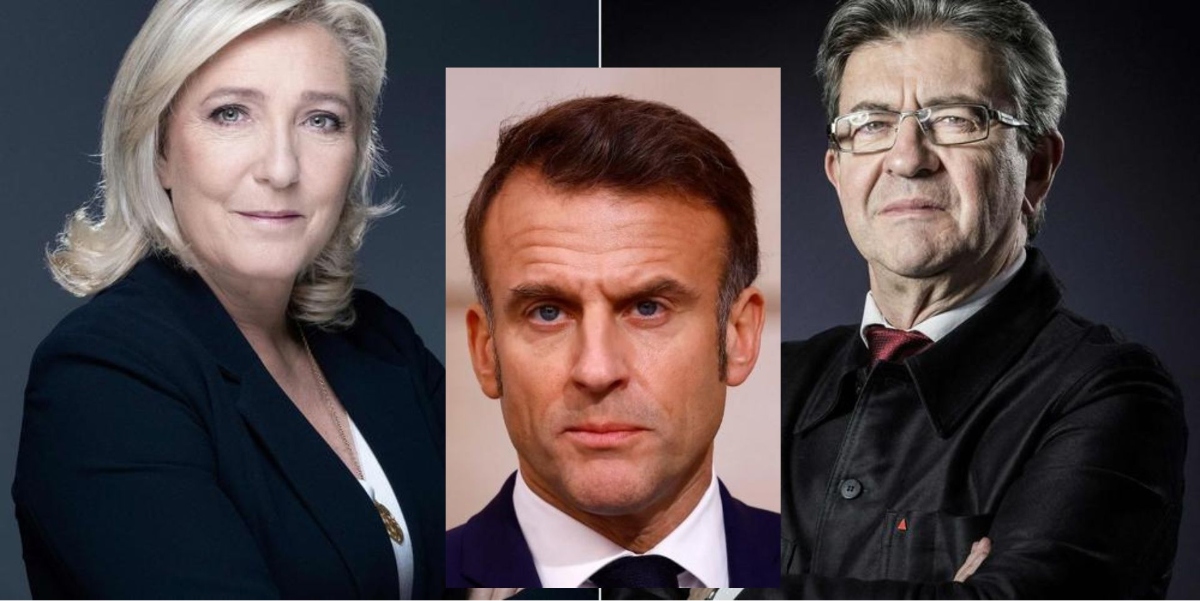 Marine Le Pen, Macron y Melenchon