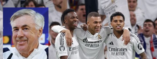 Ancelotti, Vinicius, Mbapp&eacute; y Rodrygo (REAL MADRID)