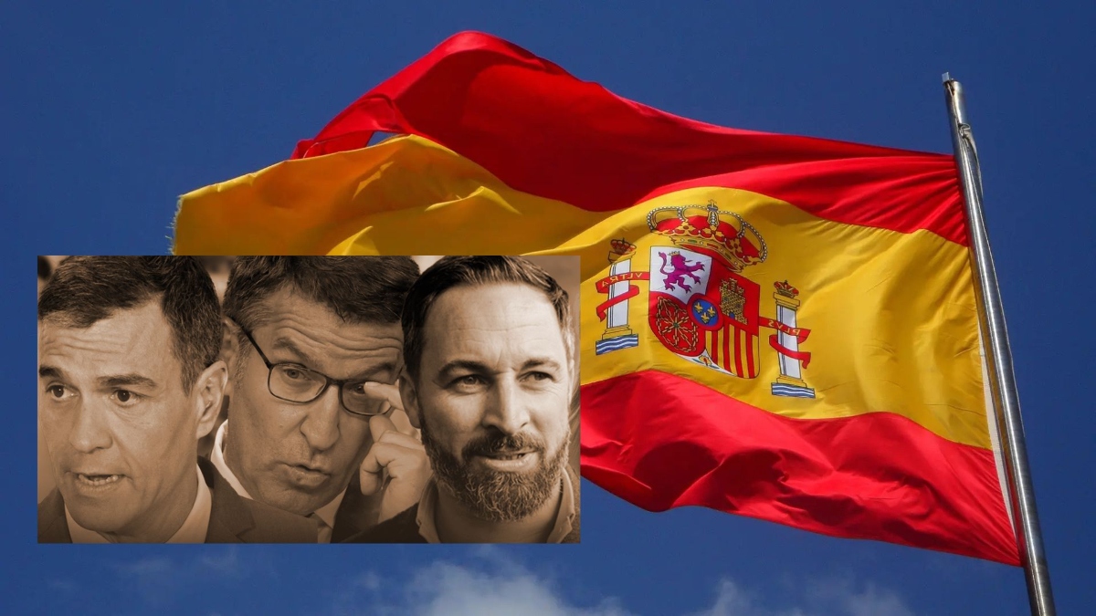Sánchez (PSOE), Feijóo (PP) y Abascal (VOX)