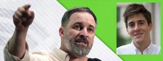 Santiago Abascal (VOX) y el periodista Jorge Sanz Casillas