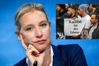 Alice Weidel (AfD) y manifestación de fan&aacute;ticos musulmanes en Alemania