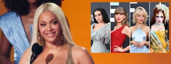 Beyonce y algunos de los modelos que se lucieron en los Grammys 2025