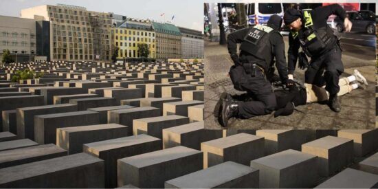 Detención del fanático que atento en el memorial del Holocasuto de Berlín