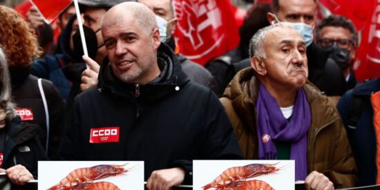 Unai Sordo (CCOO) y Pepe Álvarez (UGT), los &#039;comegambas&#039; sindicales