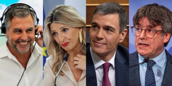 Carlos Alsina, Yolanda Díaz, Pedro Sánchez y Carles Puigdemont.